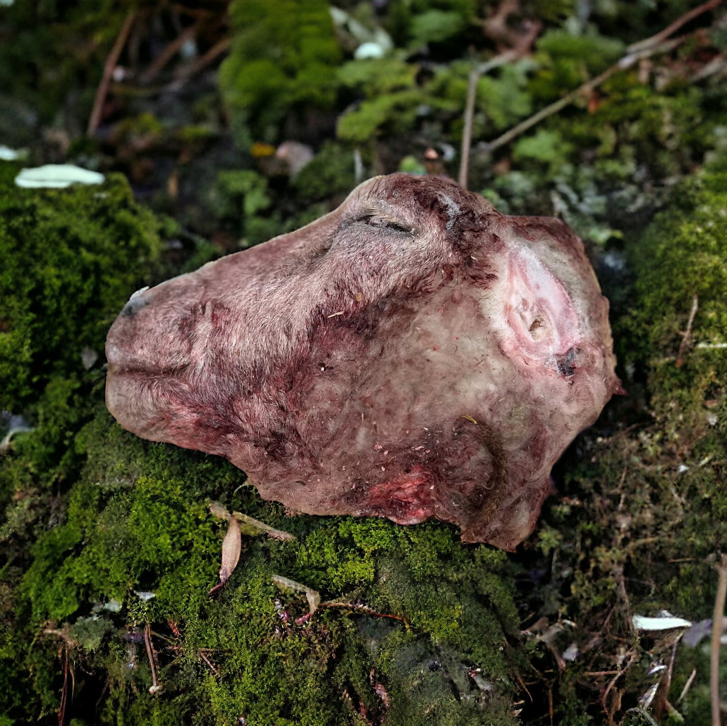 Raw Furry Lamb Head Halves