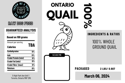 Ontario Whole Quail Ground 2lb & 6lbs